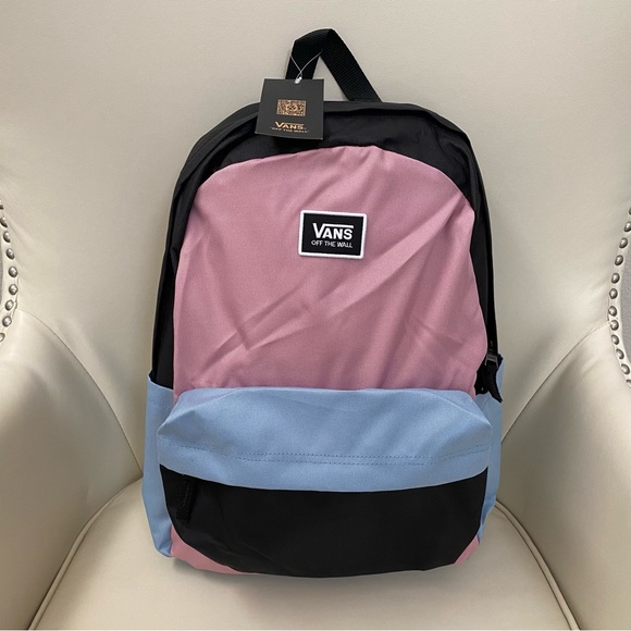 New Vans multicolored color block backpack w/ multiple pockets - Picture 1 of 8